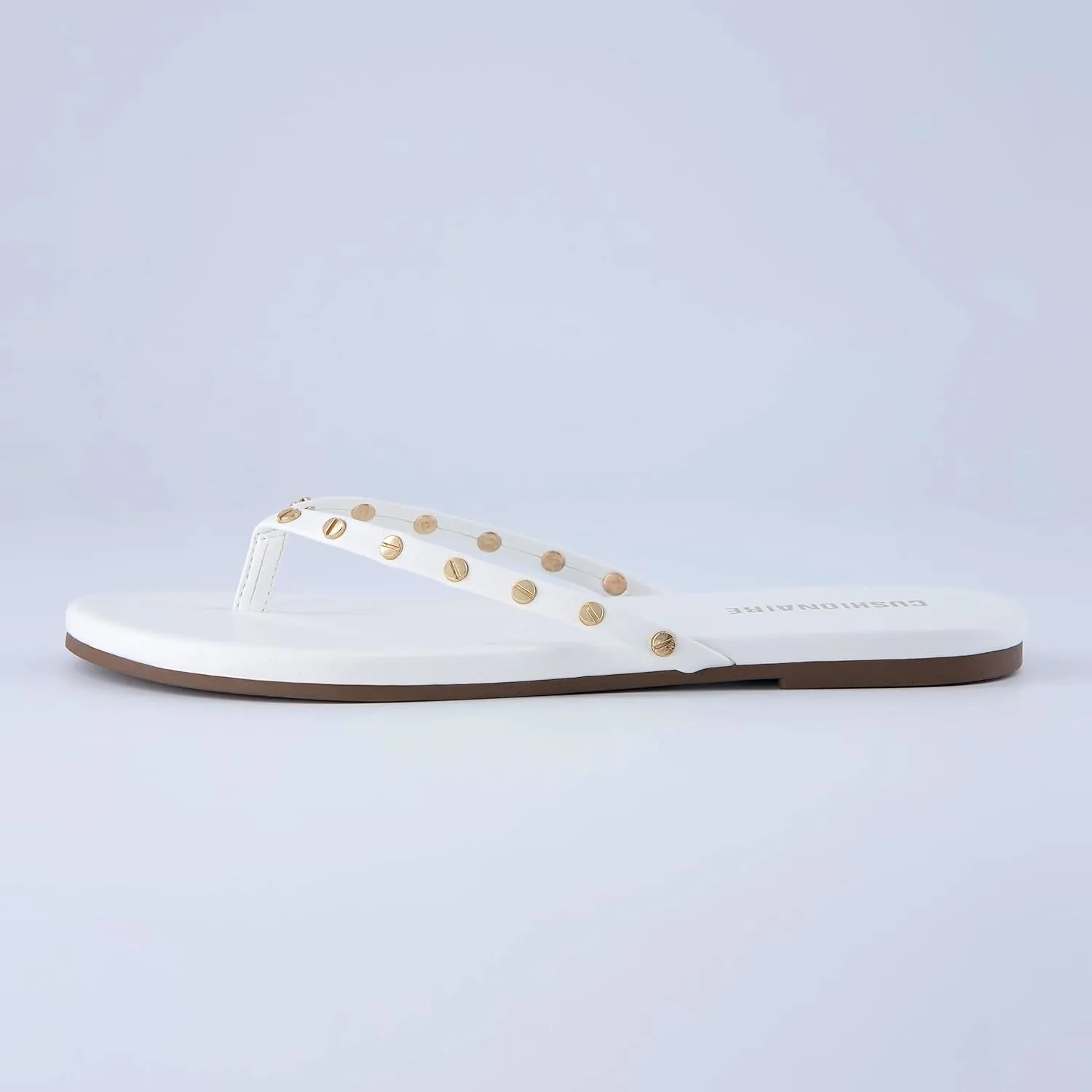 CUSHIONAIRE Confetti Womens Studded Flip Flop Sandal  Slip-On Thong with Memory Foam & Stylish Rivet Strap