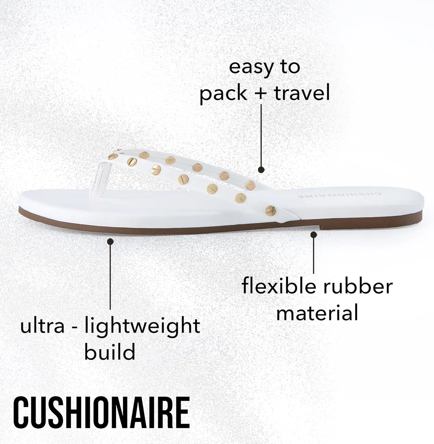 CUSHIONAIRE Confetti Womens Studded Flip Flop Sandal  Slip-On Thong with Memory Foam & Stylish Rivet Strap