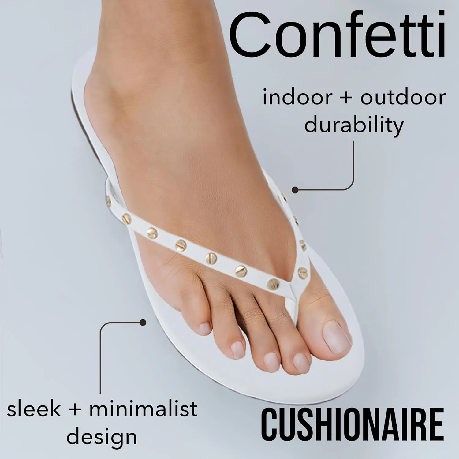 CUSHIONAIRE Confetti Womens Studded Flip Flop Sandal  Slip-On Thong with Memory Foam & Stylish Rivet Strap