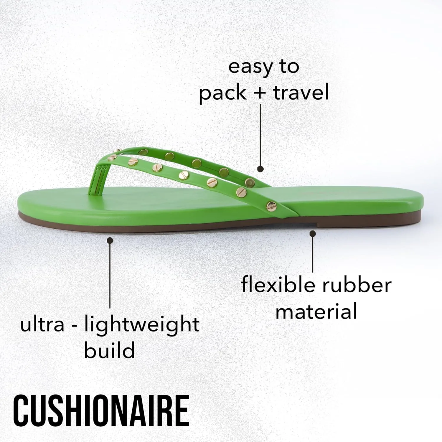 CUSHIONAIRE Confetti Womens Studded Flip Flop Sandal  Slip-On Thong with Memory Foam & Stylish Rivet Strap