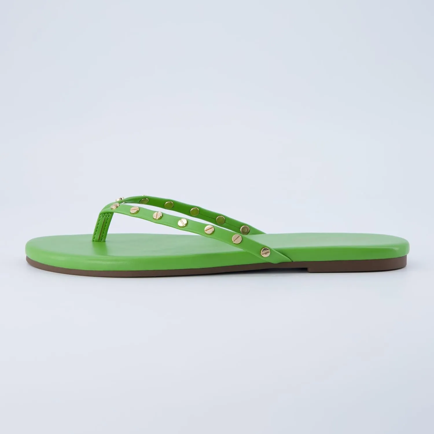 CUSHIONAIRE Confetti Womens Studded Flip Flop Sandal  Slip-On Thong with Memory Foam & Stylish Rivet Strap