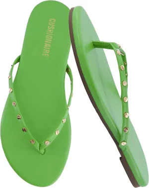 CUSHIONAIRE Confetti Womens Studded Flip Flop Sandal  Slip-On Thong with Memory Foam & Stylish Rivet Strap