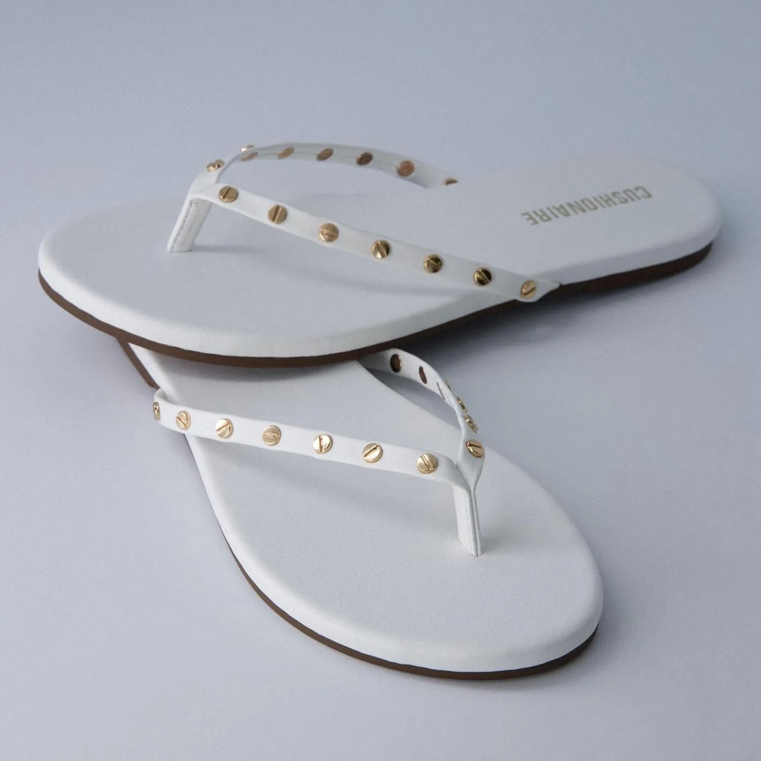 CUSHIONAIRE Confetti Womens Studded Flip Flop Sandal  Slip-On Thong with Memory Foam & Stylish Rivet Strap