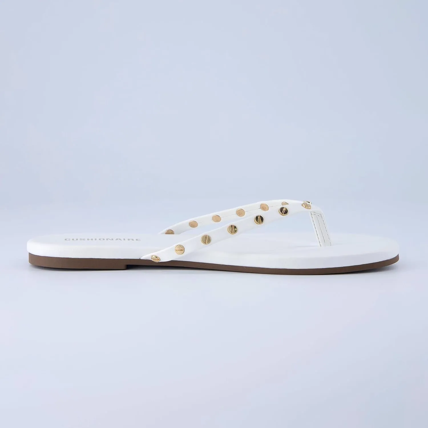 CUSHIONAIRE Confetti Womens Studded Flip Flop Sandal  Slip-On Thong with Memory Foam & Stylish Rivet Strap
