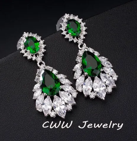 CWWZircons Elegant Chandelier AAA  Cubic Zirconia Long Big Crystal Bridal Dangle Drop Earring For Wedding Jewelry CZ202