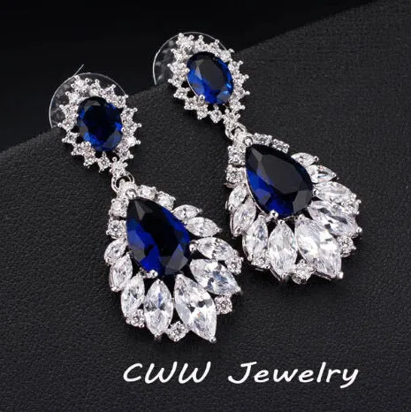 CWWZircons Elegant Chandelier AAA  Cubic Zirconia Long Big Crystal Bridal Dangle Drop Earring For Wedding Jewelry CZ202