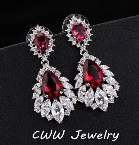 CWWZircons Elegant Chandelier AAA  Cubic Zirconia Long Big Crystal Bridal Dangle Drop Earring For Wedding Jewelry CZ202