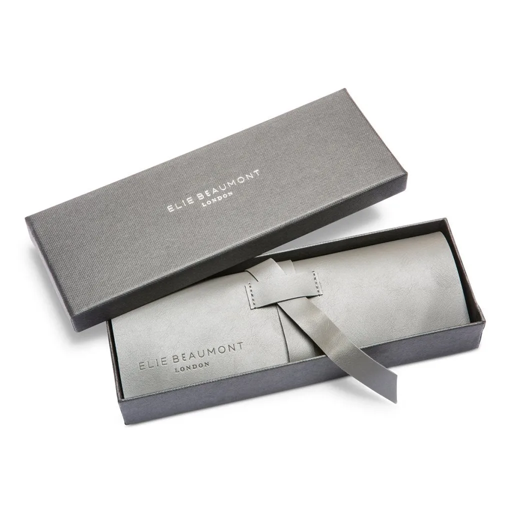 Elie Beaumont Oxford Large Silver Mesh Black Dial