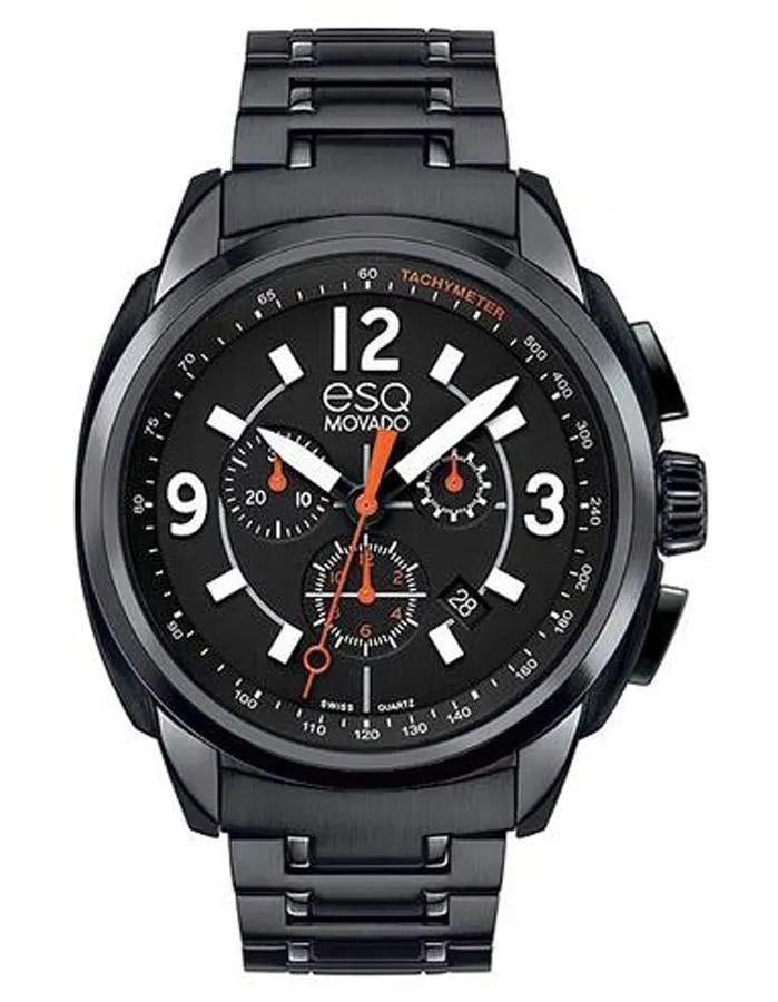 ESQ Movado Excel Chronograph - Black Dial - Black IP Case and Bracelet