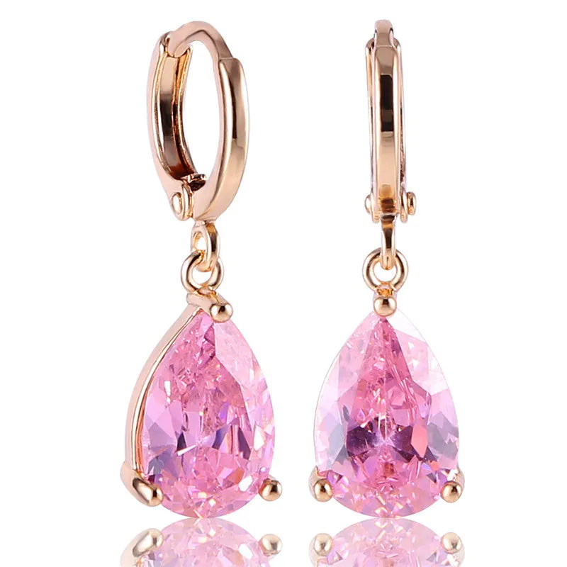 Fashion Drop Earrings Hot Sale Gold Plated Earings AAA Cubic Zircon Lovely Dangle Earring for Women