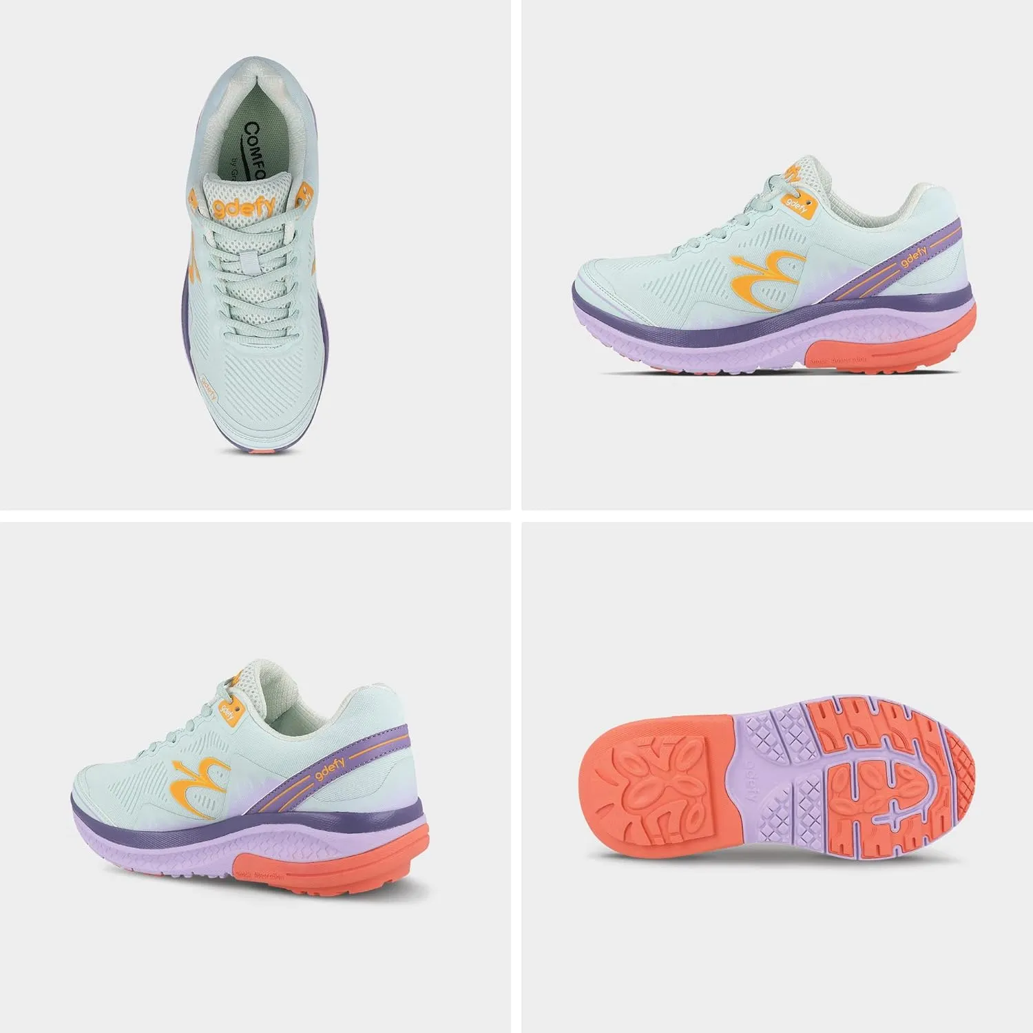G-DEFY Mighty Walk Womens Orthopedic Walking Shoe | VersoShock Technology for Pain Associated with Running | Prolonged Standing | Arch Support | Diabetic Shoes | Wide Shoes | Free Custom Orthotic