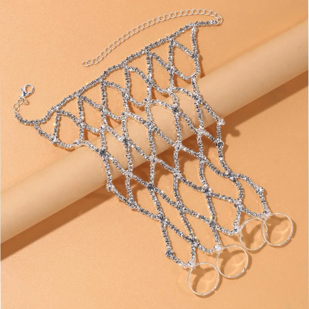 Guanto rete strass luxury