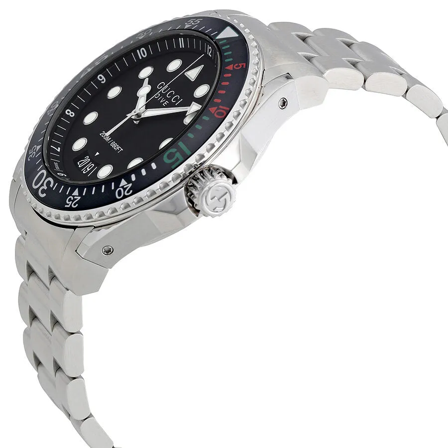 Gucci Dive XL Black Dial Stainless Steel Men's Watch YA136208
