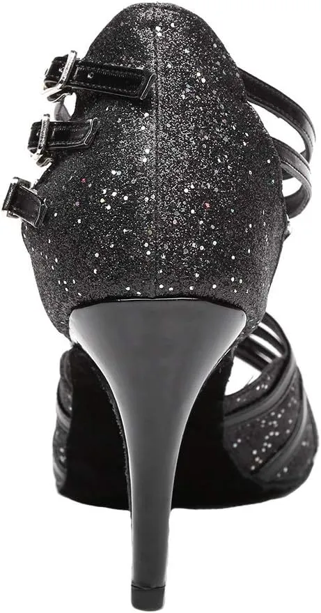 HIPPOSEUS Women Open Toe Latin Dance Shoes T Strap Salsa Bachata Ballroom Performance Dance Shoe,Model L313