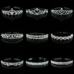 HOT Sale Charm Wedding Bridal Bridesmaid Tiara Crown Headband Heart Flower Girls Love Crystal Rhinestone Party Jewelry 18 styles