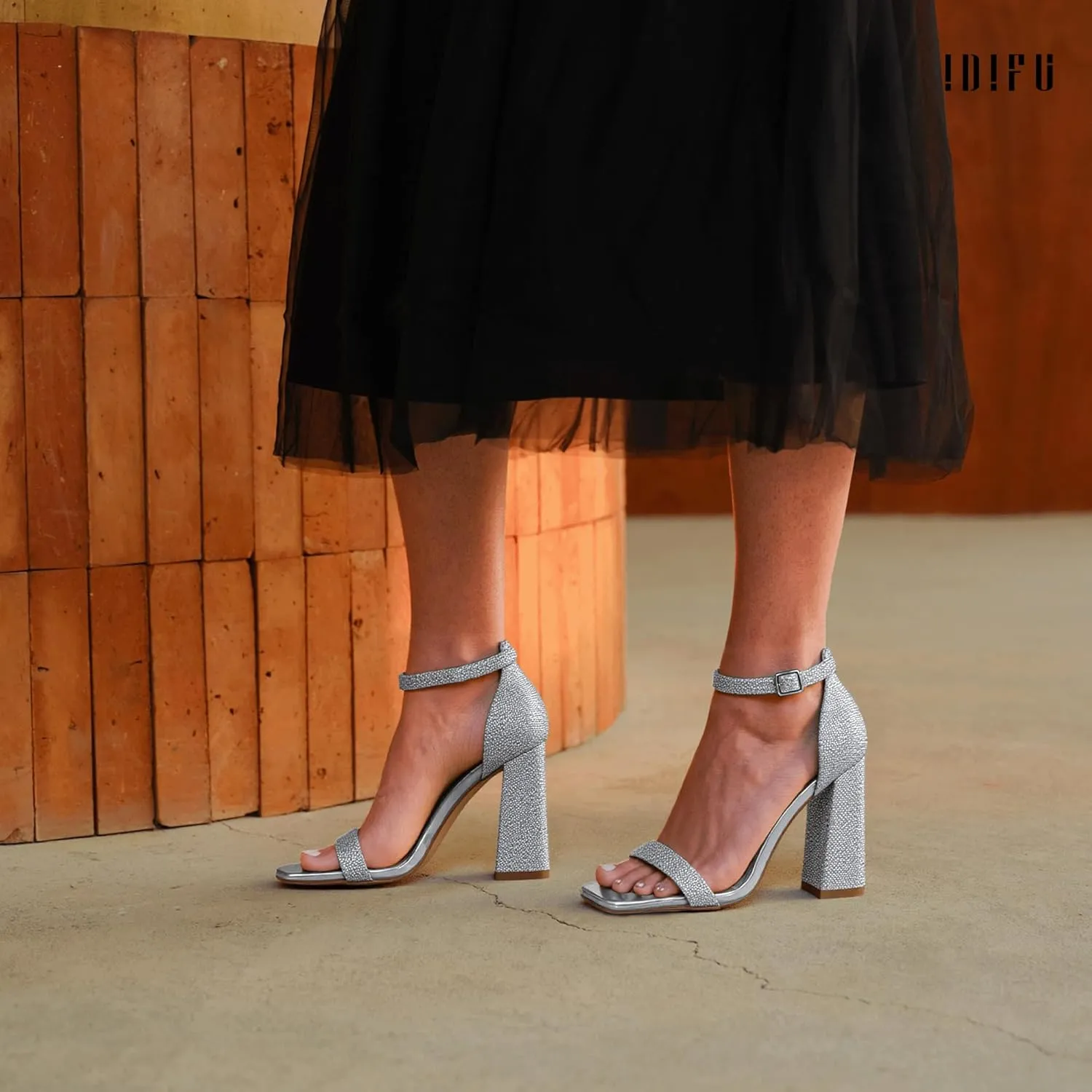 IDIFU IN4 Chunky High Heels for Women Block Thick Square Open Toe Ankle Strap Heeled Sandals Wedding Bride Prom Dance Graduation Dress Shoes Comfortable Sexy Cute Trendy Summer Casual Dressy Heels