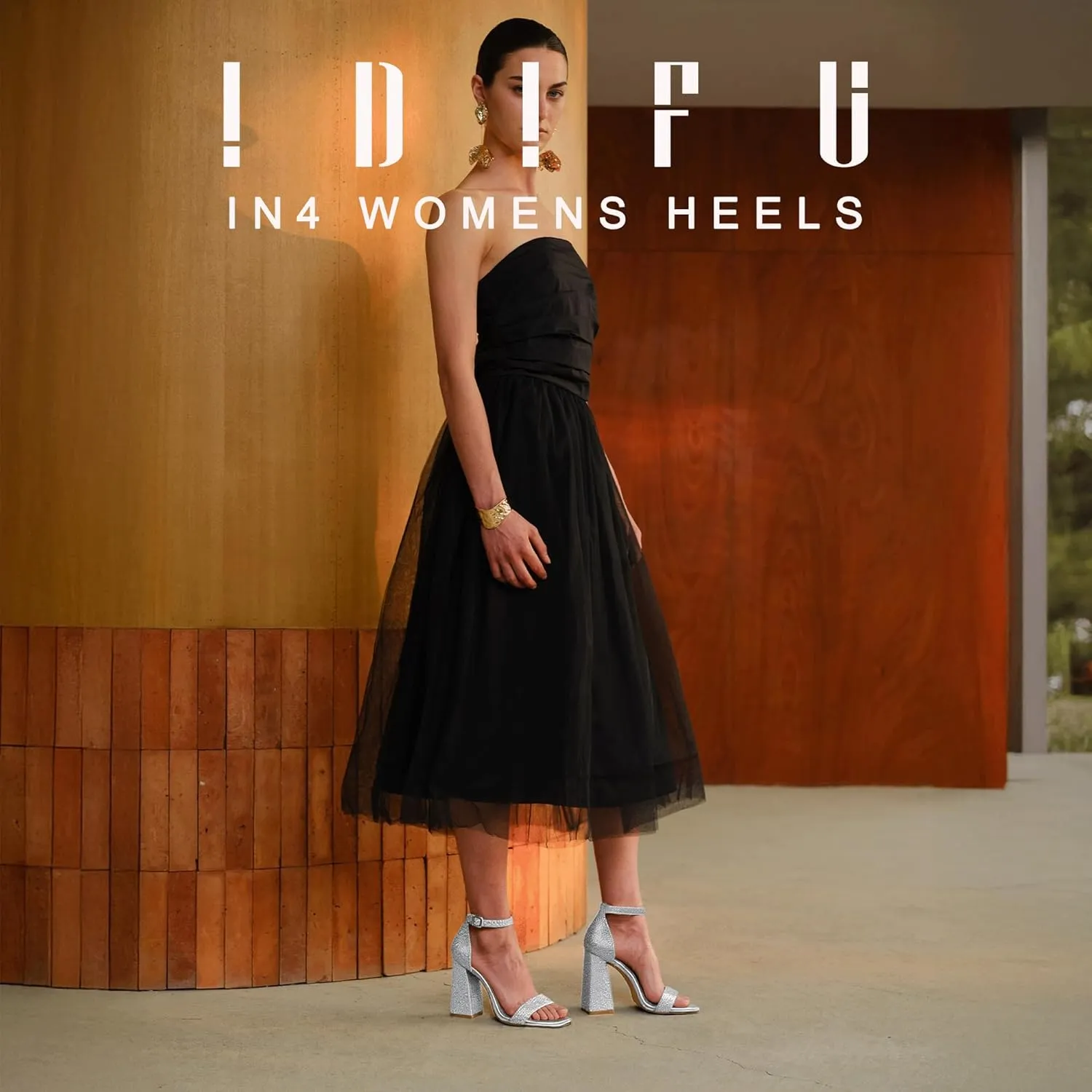 IDIFU IN4 Chunky High Heels for Women Block Thick Square Open Toe Ankle Strap Heeled Sandals Wedding Bride Prom Dance Graduation Dress Shoes Comfortable Sexy Cute Trendy Summer Casual Dressy Heels