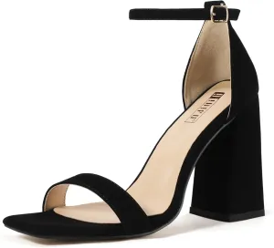 IDIFU IN4 Chunky High Heels for Women Block Thick Square Open Toe Ankle Strap Heeled Sandals Wedding Bride Prom Dance Graduation Dress Shoes Comfortable Sexy Cute Trendy Summer Casual Dressy Heels