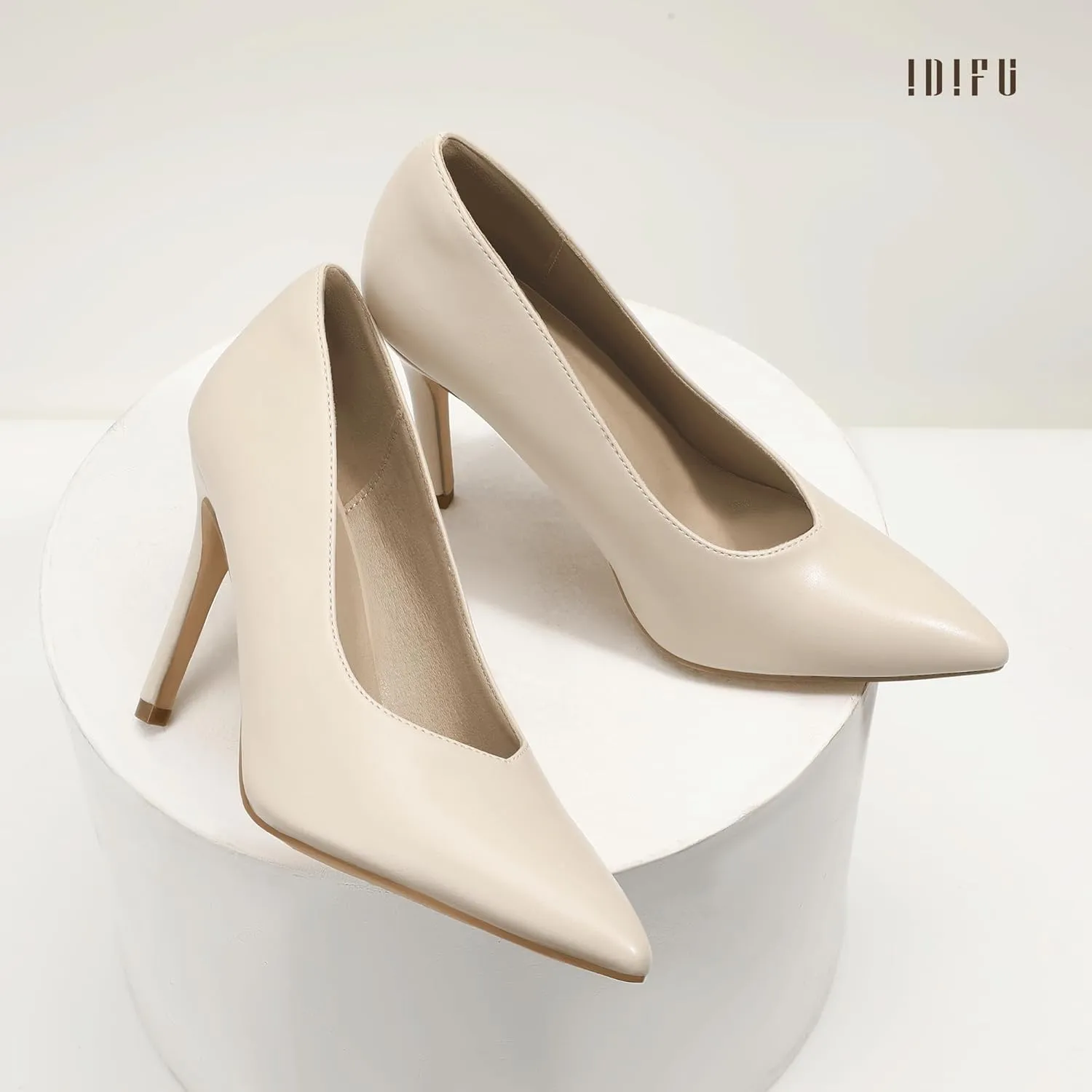 IDIFU IN4 High Heels Closed Toe Heels Women's Pumps Stiletto Pointed Toe Dress Shoes for Women Wedding Prom Bridal Work Office Business Prom Bride Trendy Dressy Sexy Comfortable Pumps Shoes