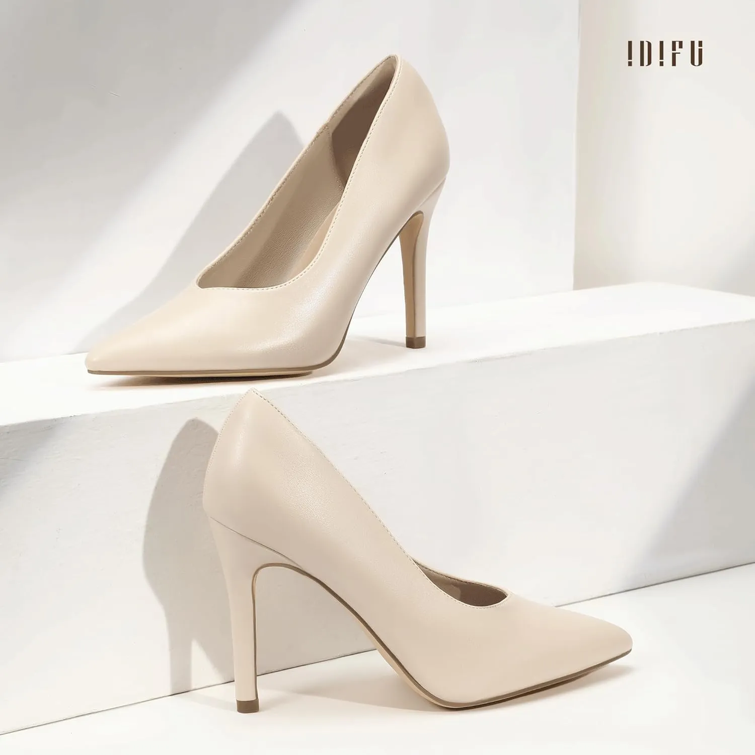 IDIFU IN4 High Heels Closed Toe Heels Women's Pumps Stiletto Pointed Toe Dress Shoes for Women Wedding Prom Bridal Work Office Business Prom Bride Trendy Dressy Sexy Comfortable Pumps Shoes