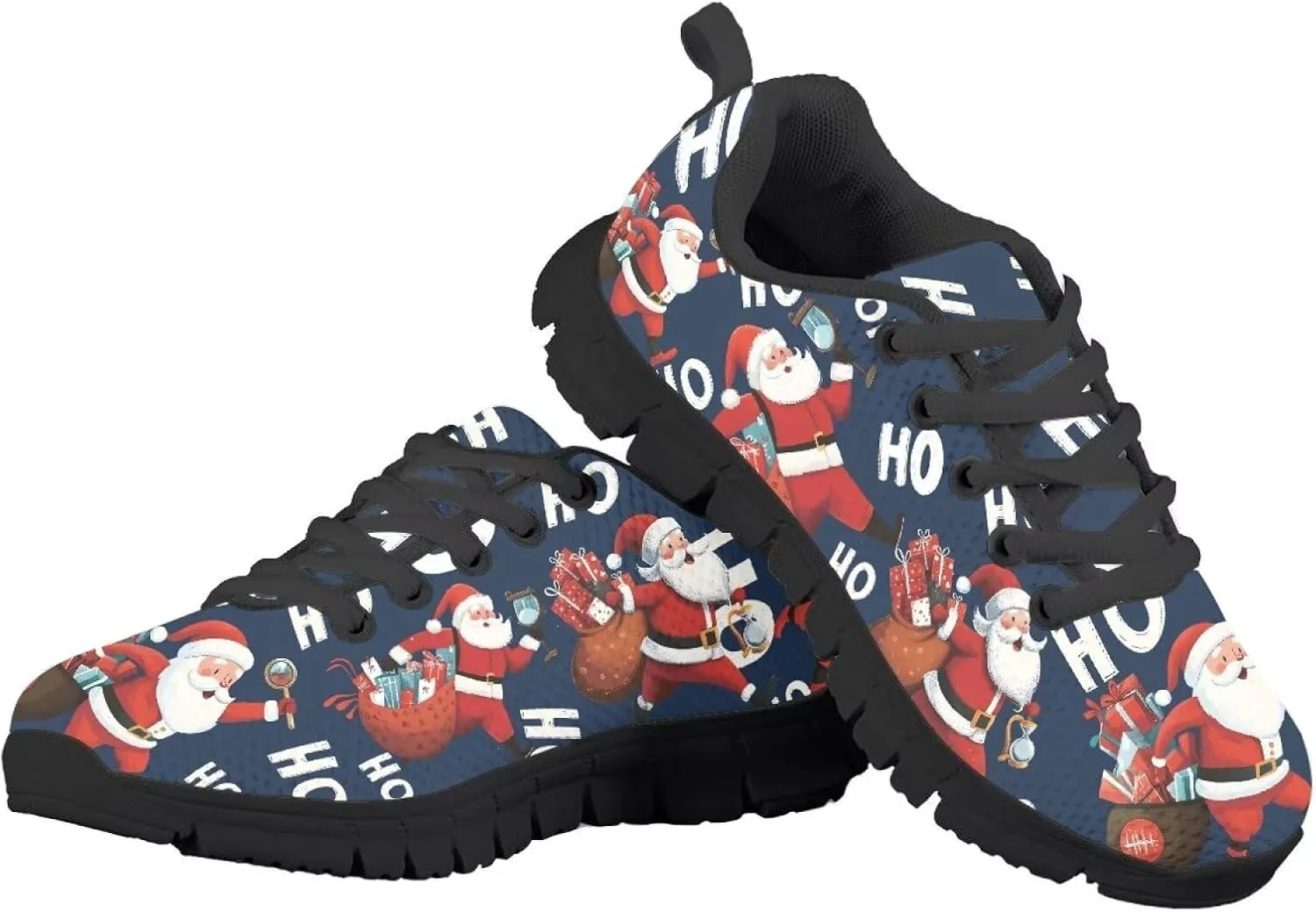 Kids Christmas Sneakers for Boys Girls Sports Running Shoes Lightweight Breathable Mesh Tennis Shoes Non Slip Casual Athletic Shoes
