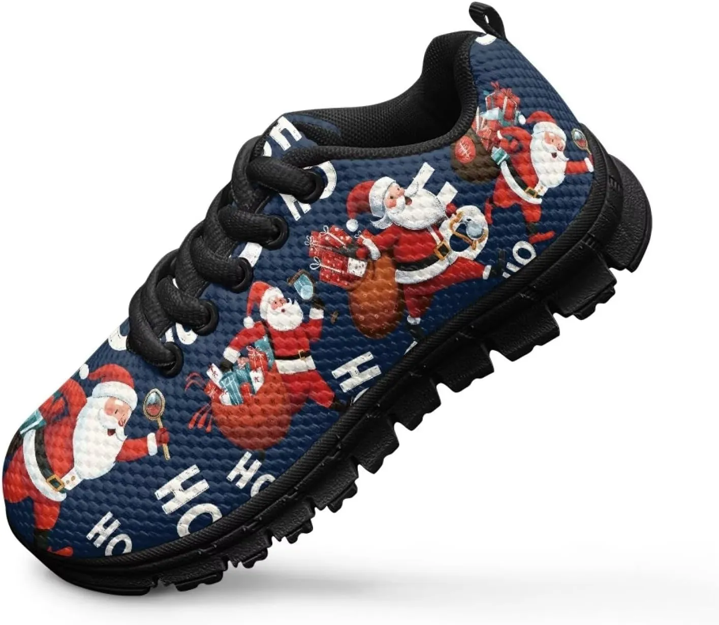 Kids Christmas Sneakers for Boys Girls Sports Running Shoes Lightweight Breathable Mesh Tennis Shoes Non Slip Casual Athletic Shoes