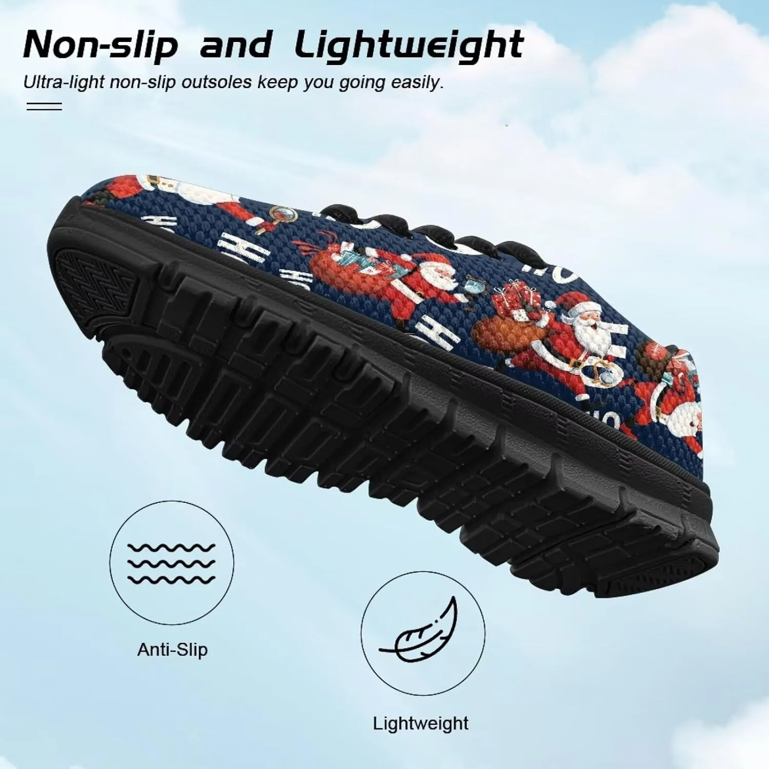 Kids Christmas Sneakers for Boys Girls Sports Running Shoes Lightweight Breathable Mesh Tennis Shoes Non Slip Casual Athletic Shoes