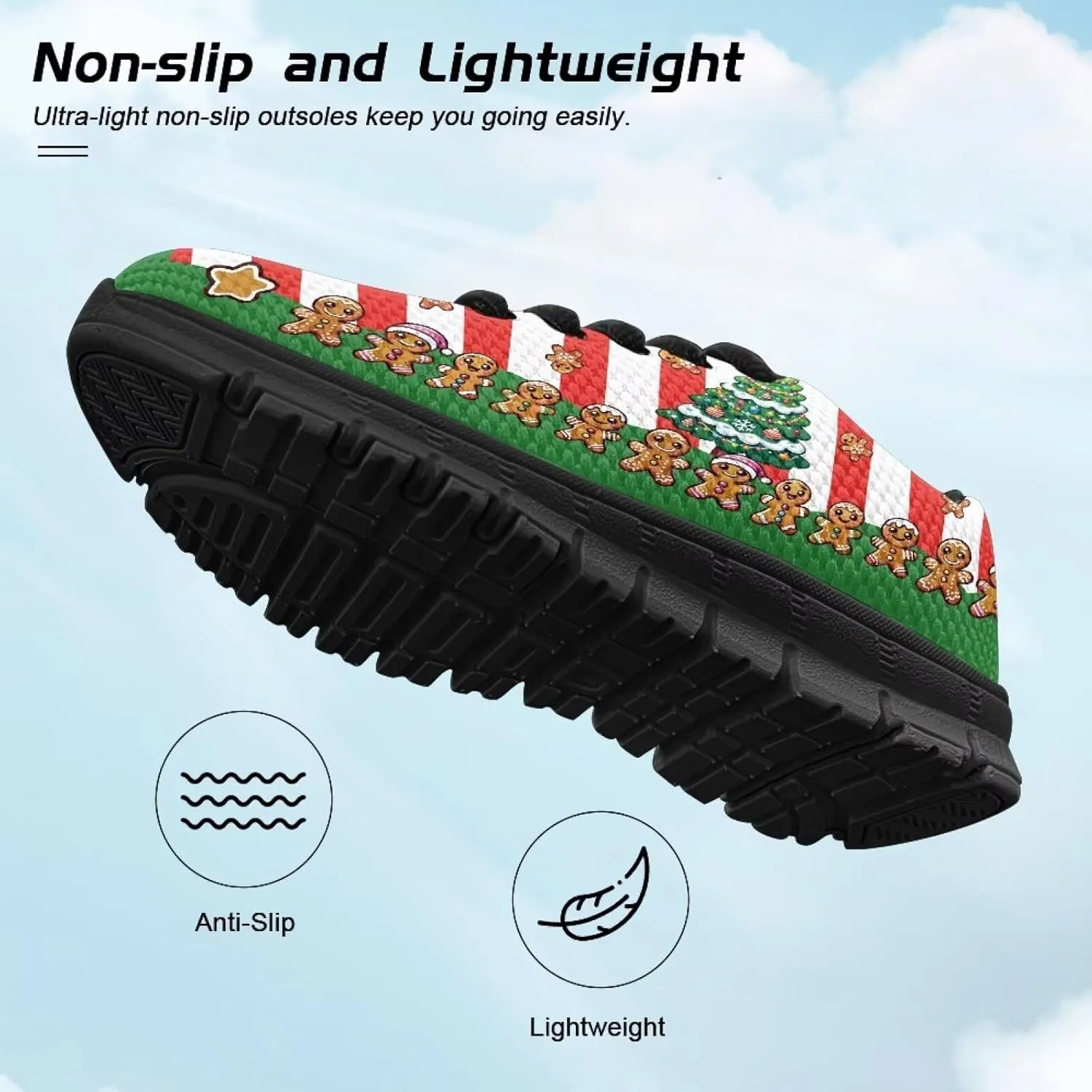 Lace-up Running Athletic Shoes Stylish Tennis Sneakers for Boys and Girls Lightweight Elastic Breathable Mesh Shoes for Christmas US Little Kid 11-13 Big Kid 1-5 Black Sole
