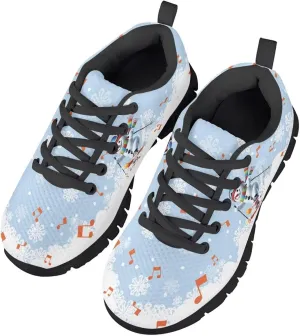 Lace-up Running Athletic Shoes Stylish Tennis Sneakers for Boys and Girls Lightweight Elastic Breathable Mesh Shoes for Christmas US Little Kid 11-13 Big Kid 1-5 Black Sole
