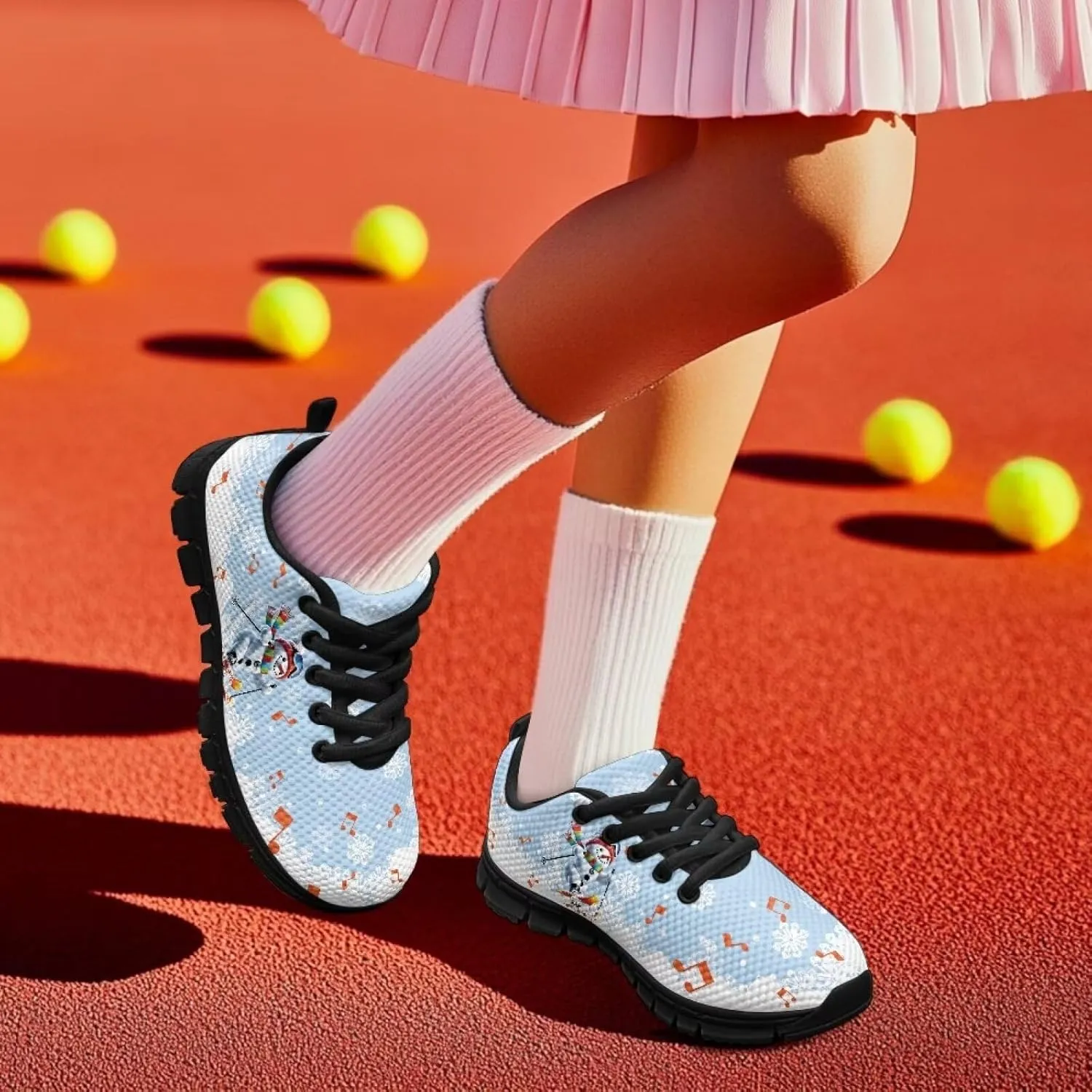 Lace-up Running Athletic Shoes Stylish Tennis Sneakers for Boys and Girls Lightweight Elastic Breathable Mesh Shoes for Christmas US Little Kid 11-13 Big Kid 1-5 Black Sole