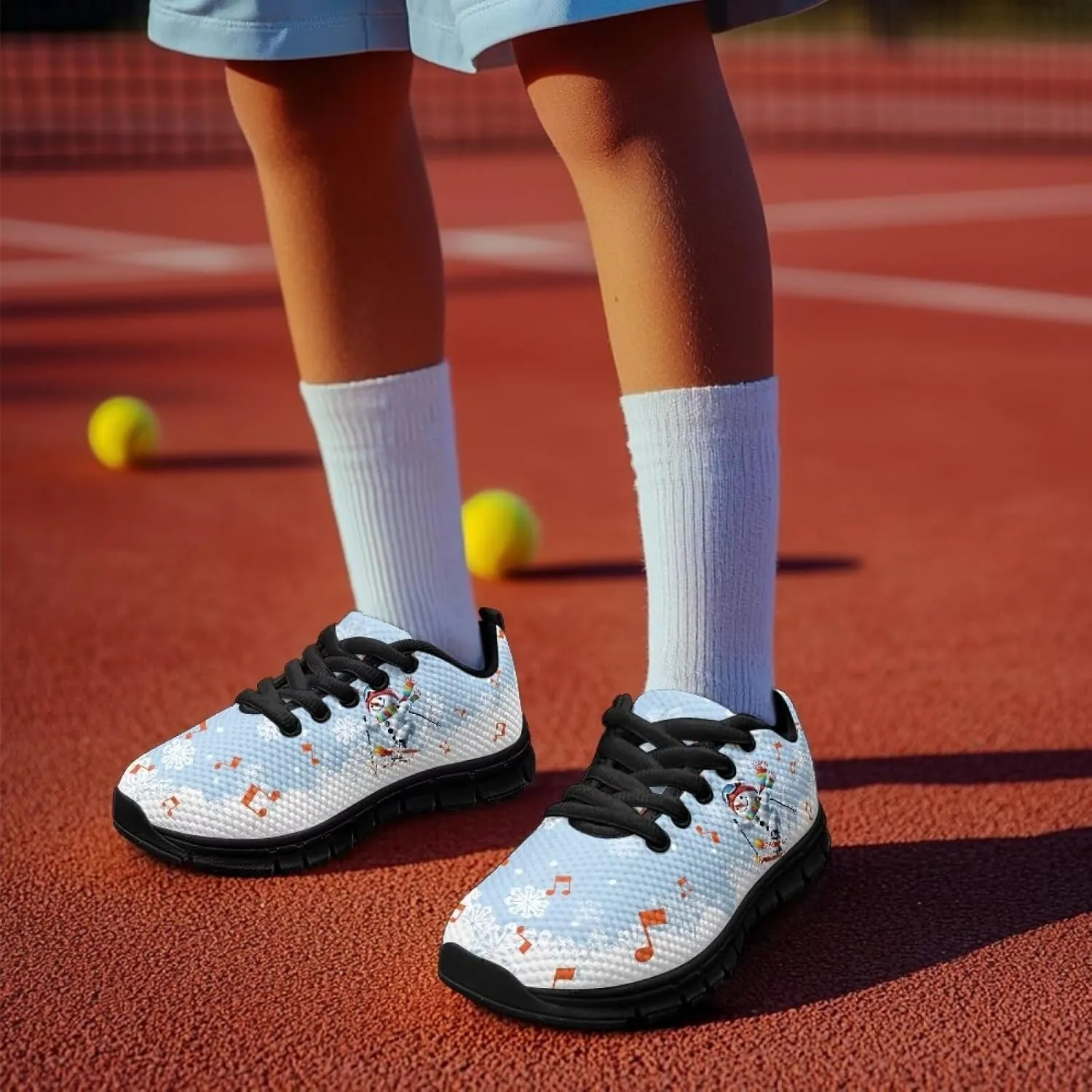 Lace-up Running Athletic Shoes Stylish Tennis Sneakers for Boys and Girls Lightweight Elastic Breathable Mesh Shoes for Christmas US Little Kid 11-13 Big Kid 1-5 Black Sole