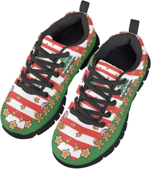 Lace-up Running Athletic Shoes Stylish Tennis Sneakers for Boys and Girls Lightweight Elastic Breathable Mesh Shoes for Christmas US Little Kid 11-13 Big Kid 1-5 Black Sole
