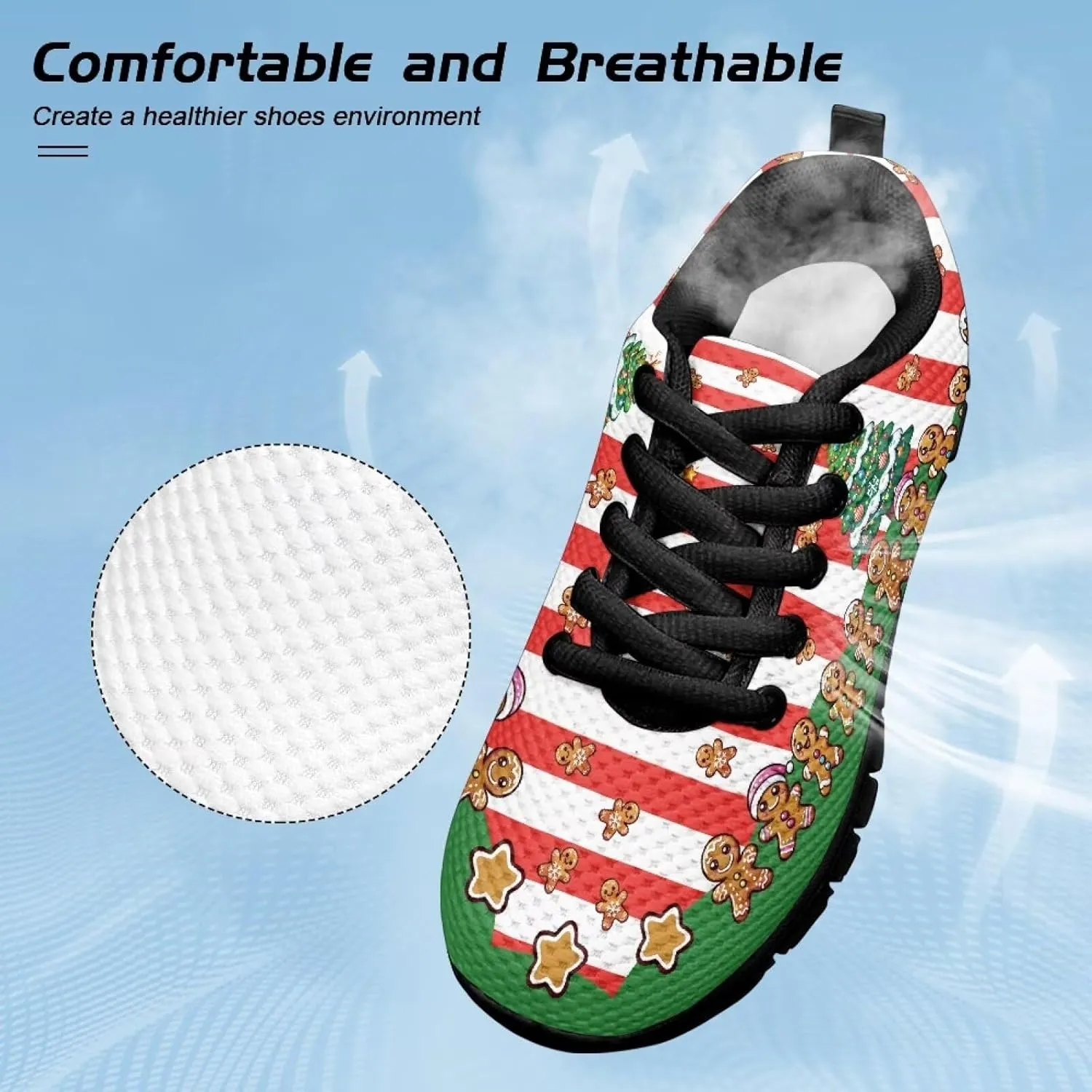 Lace-up Running Athletic Shoes Stylish Tennis Sneakers for Boys and Girls Lightweight Elastic Breathable Mesh Shoes for Christmas US Little Kid 11-13 Big Kid 1-5 Black Sole