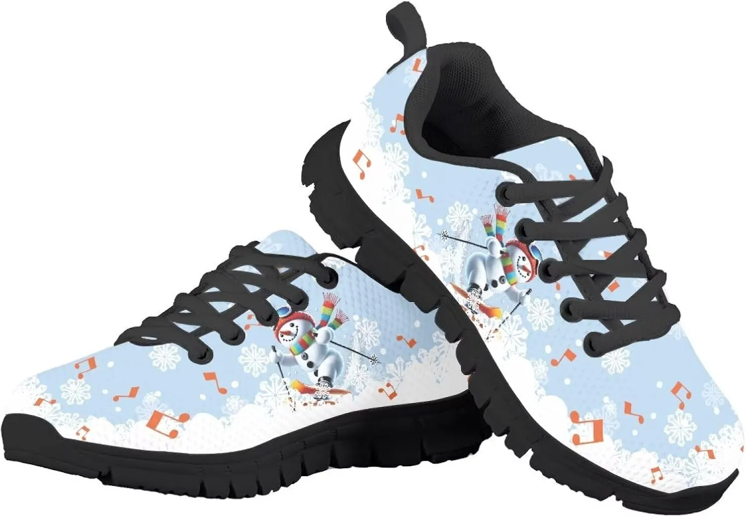 Lace-up Running Athletic Shoes Stylish Tennis Sneakers for Boys and Girls Lightweight Elastic Breathable Mesh Shoes for Christmas US Little Kid 11-13 Big Kid 1-5 Black Sole
