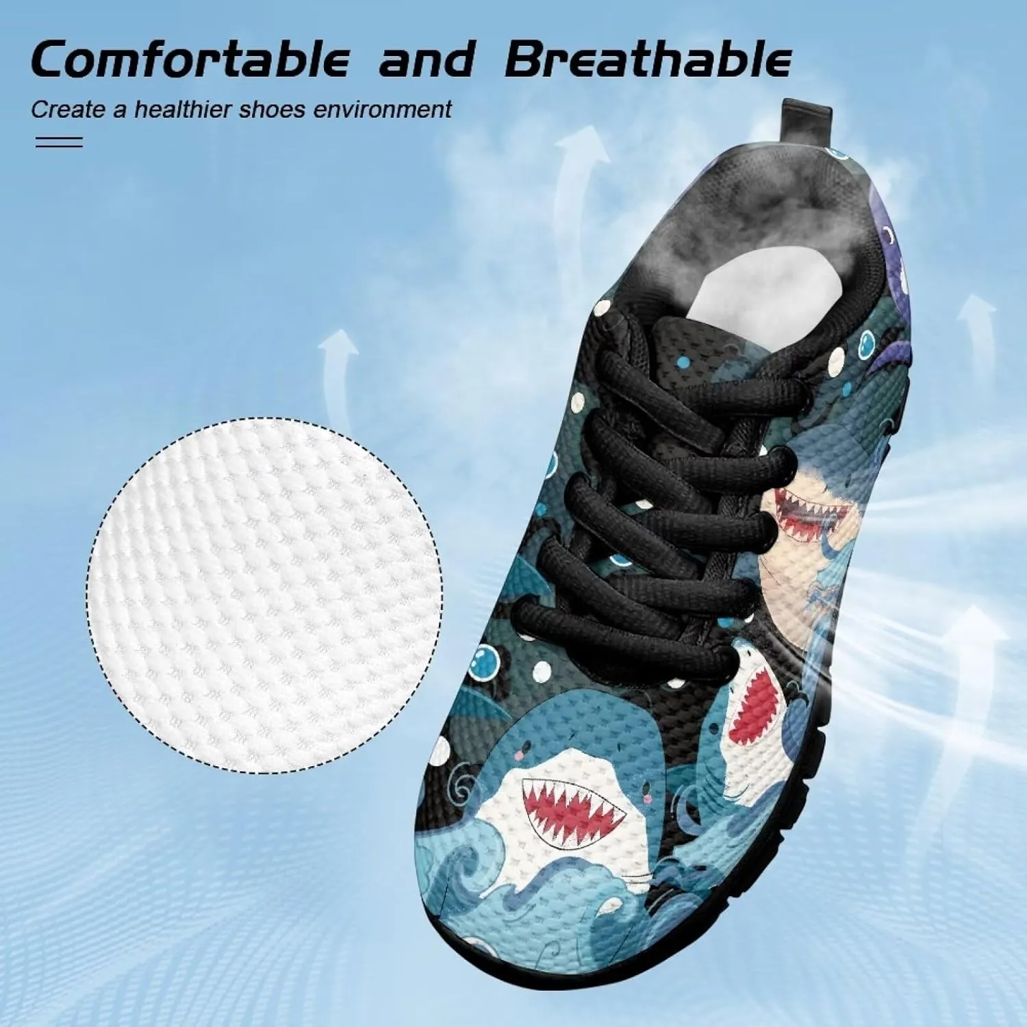 Lace-up Running Athletic Shoes Stylish Tennis Sneakers for Boys and Girls Lightweight Elastic Breathable Mesh Shoes for Christmas US Little Kid 11-13 Big Kid 1-5 Black Sole