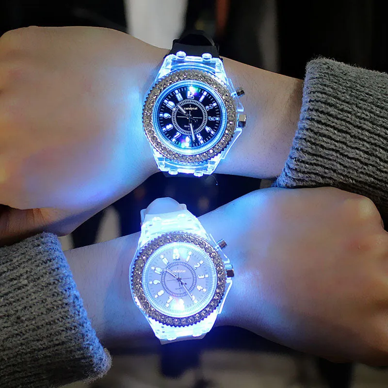 led Flash Luminous Watch Personality trends jellies woman