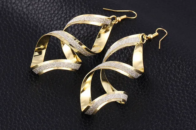 Long Earring Glitter Distortion Rotating Drop Earrings For Women Gold Silver Plated Eardrop Fashion Ear Jewelry Accessories