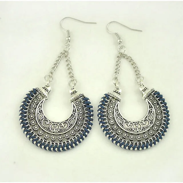 LOVBEAFAS 2017 Fashion Boho Drop Earrings For Women Jewelry Vintage Silver Long Earrings Bohemian Rope Wrap Earrings bijoux