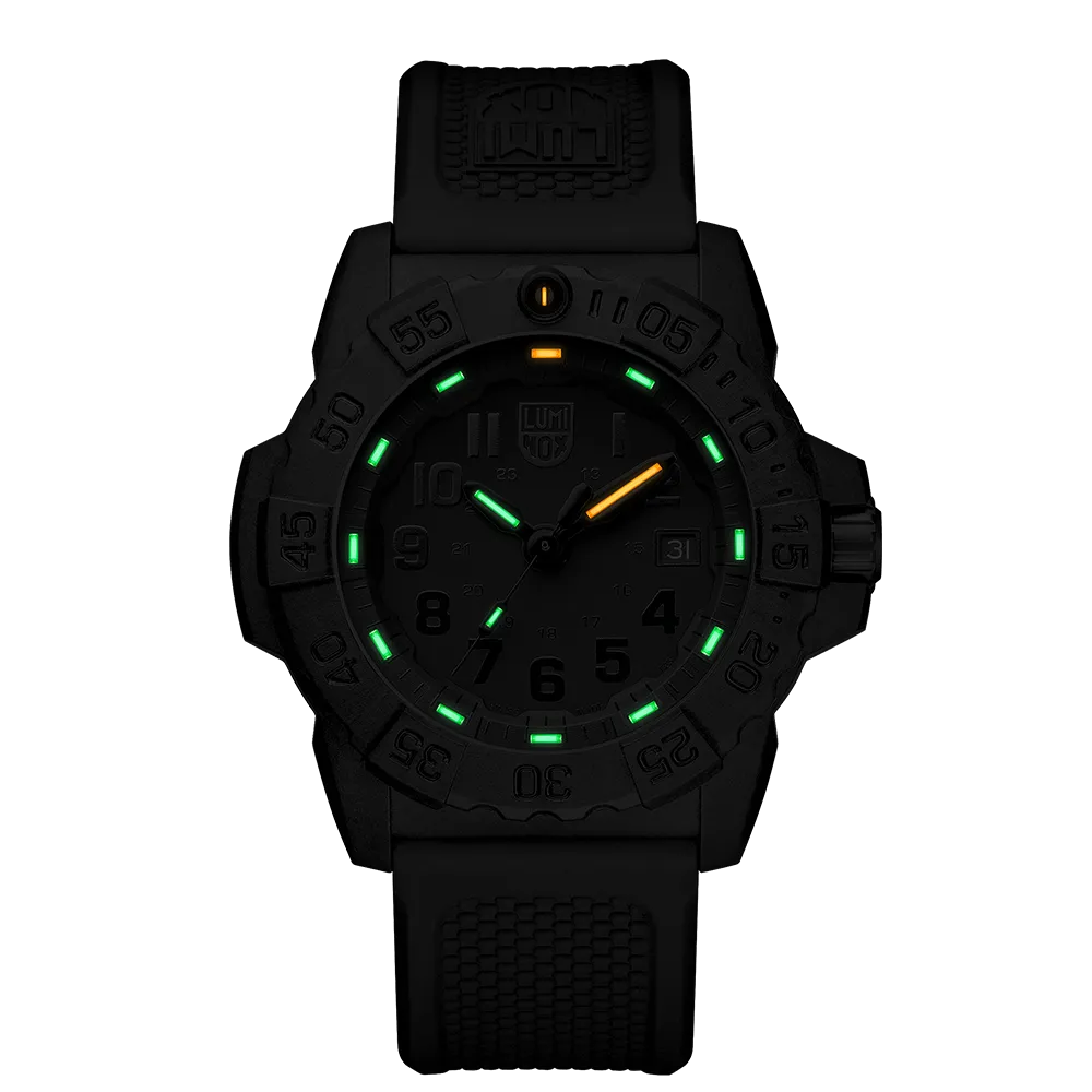 Luminox Men's Navy Seal 3500 Series Black Rubber Band Black Dial Quartz Analog Watch - XS.3501.BO