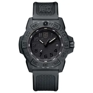 Luminox Men's Navy Seal 3500 Series Black Rubber Band Black Dial Quartz Analog Watch - XS.3501.BO