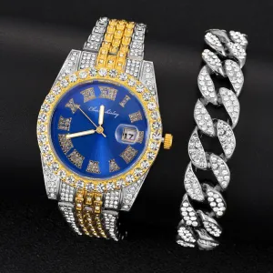Luxury Brand Full Diamond Mens Watches Quartz Men Watch