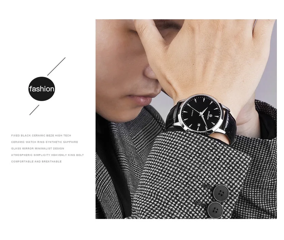 Men's Business Watch 40mm 5Bar Mechanical Watch Simple Sapphire  Ultra Thin Mechanical Watch