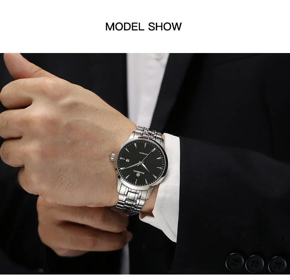Men's Business Watch 40mm 5Bar Mechanical Watch Simple Sapphire  Ultra Thin Mechanical Watch