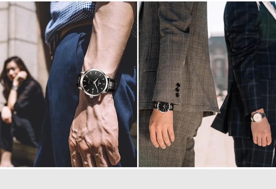Men's Business Watch 40mm 5Bar Mechanical Watch Simple Sapphire  Ultra Thin Mechanical Watch