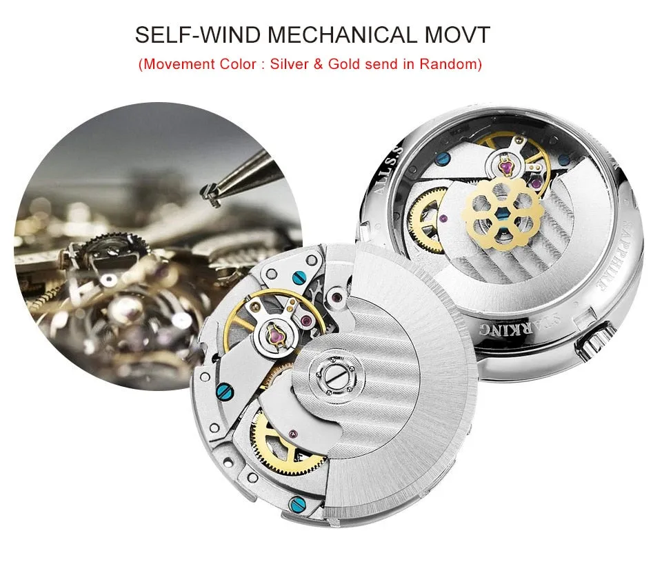 Men's Business Watch 40mm 5Bar Mechanical Watch Simple Sapphire  Ultra Thin Mechanical Watch