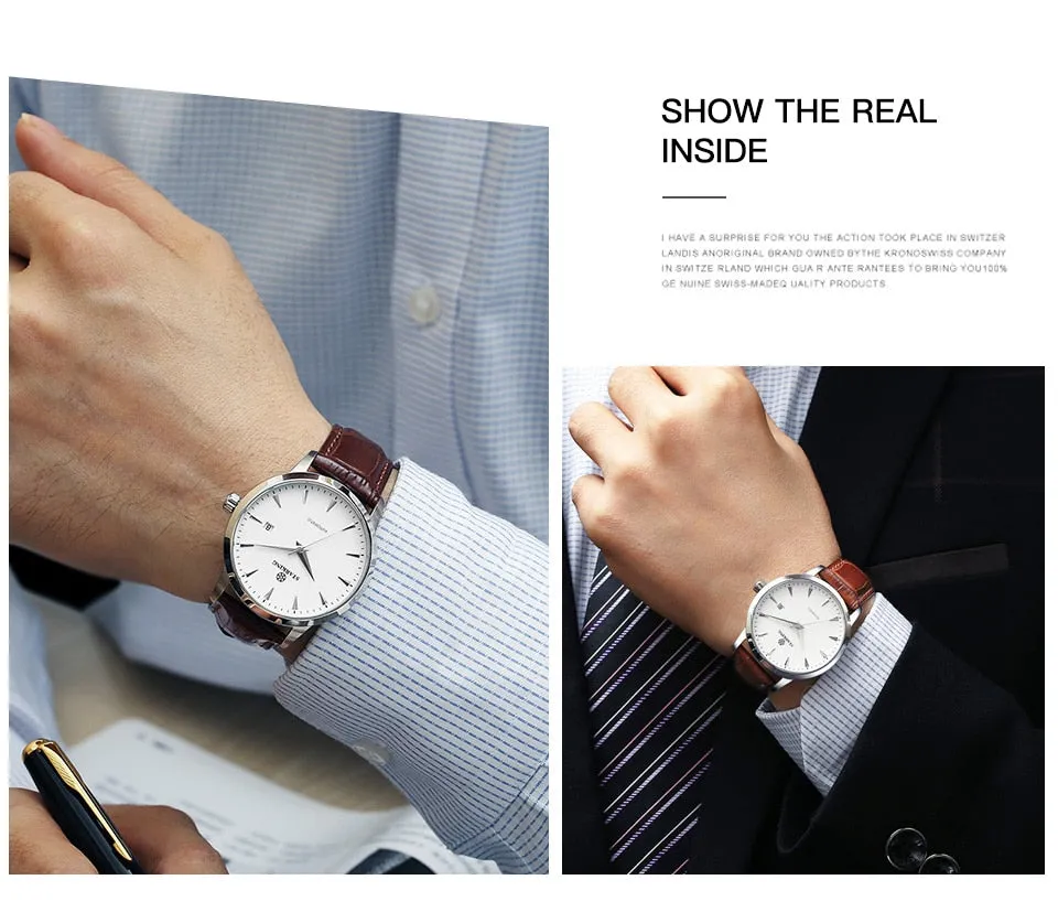 Men's Business Watch 40mm 5Bar Mechanical Watch Simple Sapphire  Ultra Thin Mechanical Watch