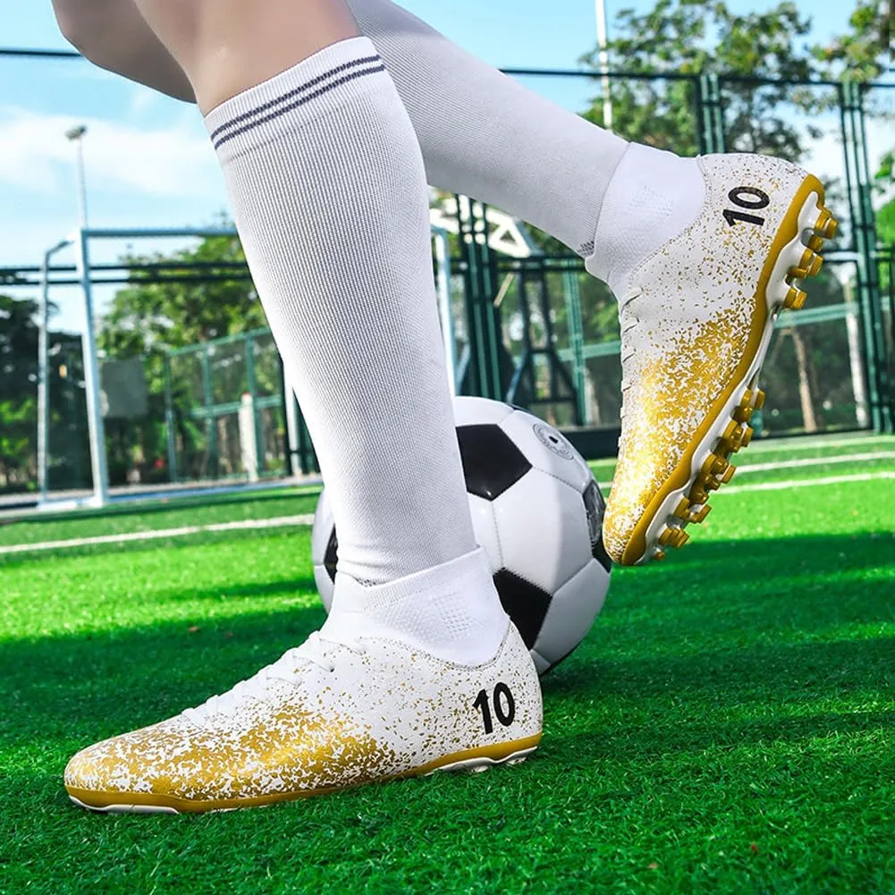 Men's High-Top Cleats Soccer for Football Training - Lightweight Turf Shoes for School - Futsal Shoes for Soccer Game