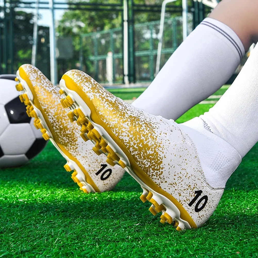 Men's High-Top Cleats Soccer for Football Training - Lightweight Turf Shoes for School - Futsal Shoes for Soccer Game