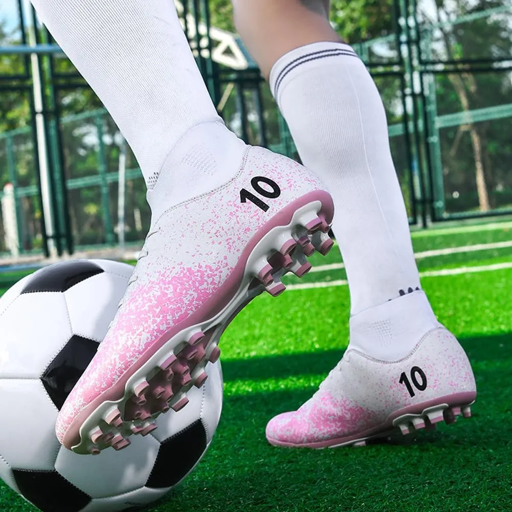 Men's High-Top Cleats Soccer for Football Training - Lightweight Turf Shoes for School - Futsal Shoes for Soccer Game