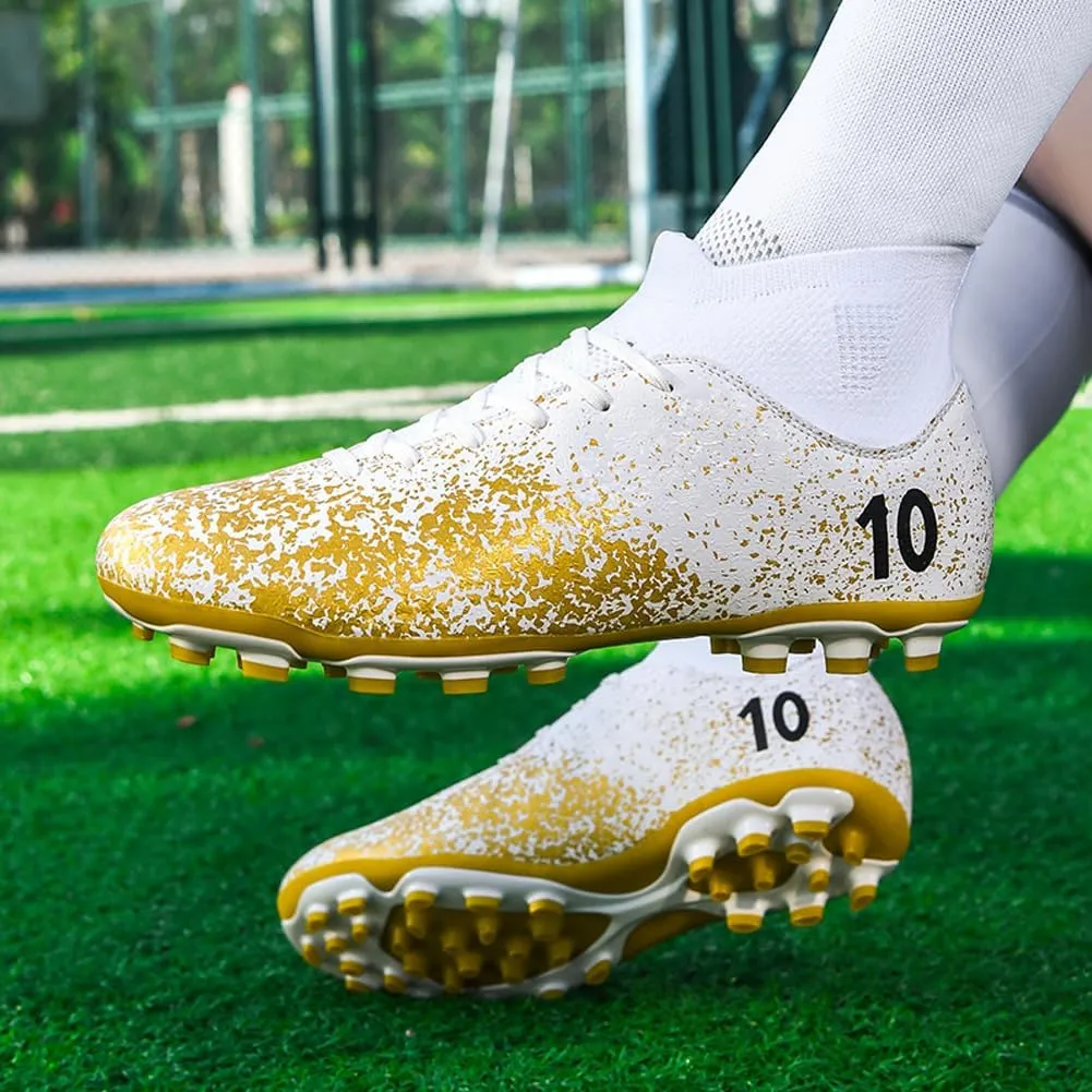 Men's High-Top Cleats Soccer for Football Training - Lightweight Turf Shoes for School - Futsal Shoes for Soccer Game